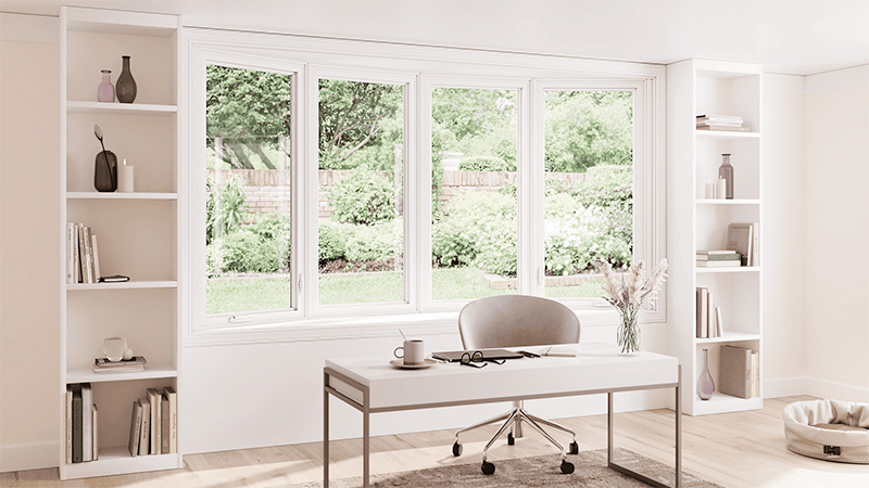 large residential windows bringing natural light into living space with energy efficient glass and clean design for Wilmington coastal Carolina homes