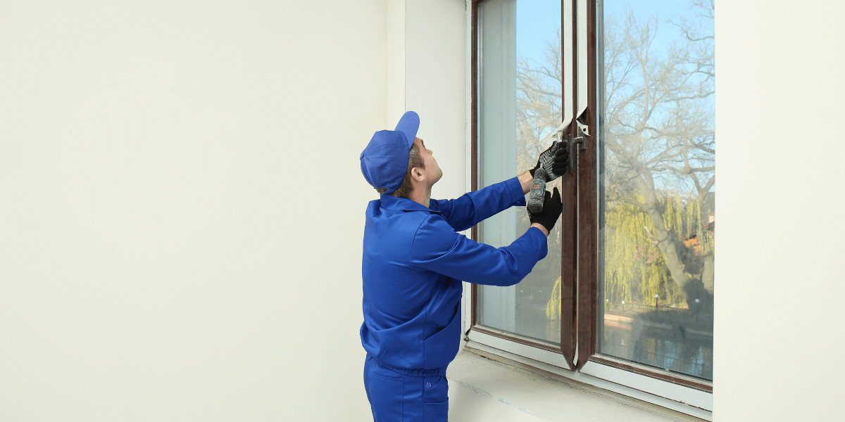 worker installing a window