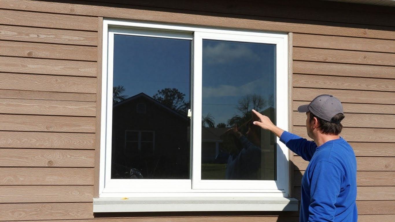 person reviewing installed window