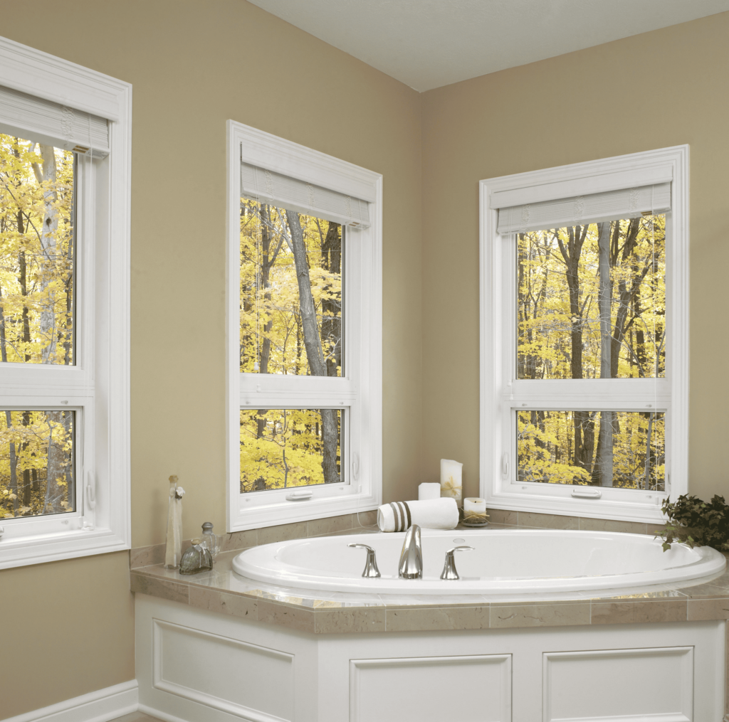 Bathroom with awning replacement windows installed by Wallaby Windows in Holly Springs NC