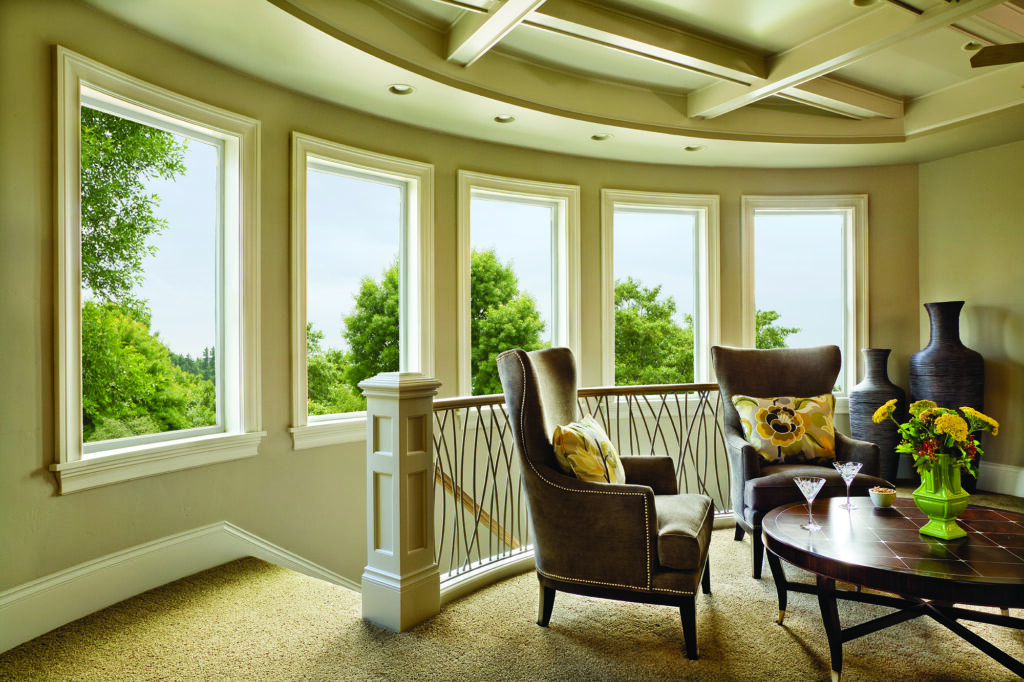 Living room with new picture replacement windows installed by Wallaby Windows in Apex NC